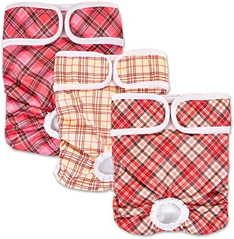 Pet Soft Dog Nappies Female - Washable Female Period Pants for Dogs Pets, Incontinence Reusbale Dog Heat Diapers 3Pack (Flowers three, S)