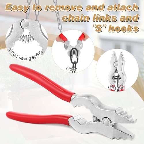 Image of 2 Pcs Chain Pliers, 7 Inch Fixture Link Pliers, Malleable Iron Chain Pincers, Opener Closer Remover Pincers, Light Link Tool with Rubber Grip for Chandelier Shackle Light Fixture Accessories, Red