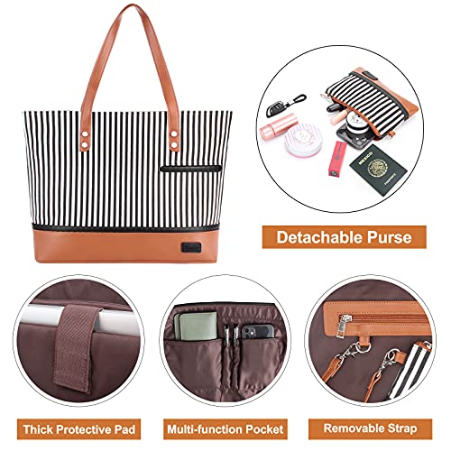 Laptop Tote Bag for Women Large Canvas Womens Briefcase Waterproof Computer Bag Work Bags for Women Fits 15.6 inch Laptop4