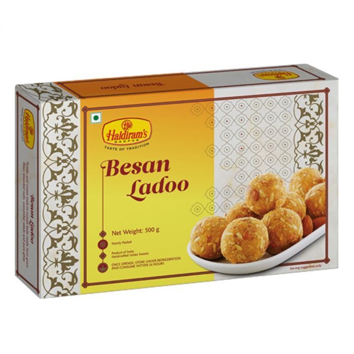 Image of Haldiram's Nagpur Besan Ladoo 500g � Roasted gram flour sweetened with sugar and blended with ghee, this ladoo is a festival favorite