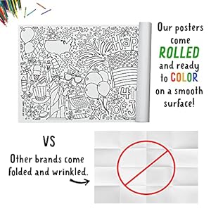 Tiny Expressions 4th of July Coloring Poster for Kids - Rolled, No Creases 30" x 72" Coloring Table Cloth for Kids Activity - Fourth of July Crafts Tiny Expressions 4th of July Coloring Poster for Kids Rolled No Creases 30 x 72 Coloring Table Cloth for Kids Activity Fourth of July Crafts