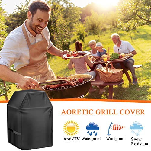 Image of Aoretic Grill Cover, 40 inch BBQ Gas Grill Cover for Outdoor Grill, Charbroil Grill Cover Barbecue Waterproof, Anti-UV for Weber Char-Broil Monument, Dyna-glo Nexgrill Spun Polyester