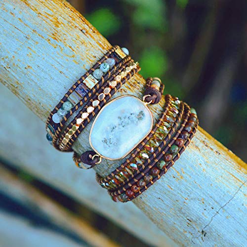 Image of Boho Wrap Bracelet for Women, Handmade Natural Imperial Jasper Multi-Layer Stone Beaded Bracelet, Bohemian Healing Crystal Stone Jewelry Gifts