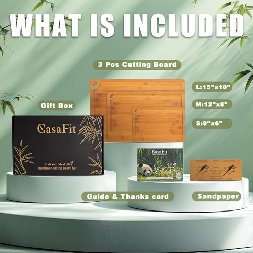 Set de 3 tablas de cortar rectangulares de bambú miniatura 2