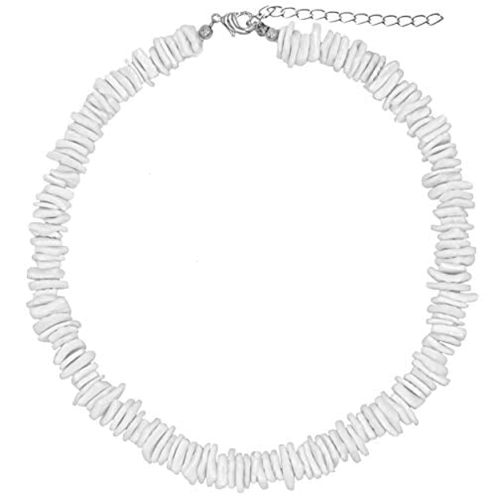 Dola22g Dola22g Collar de conch blanco de verano para niñas, collar de concha de surfista para mujeres hombres y playa, collar bohemio (blanco, talla única)