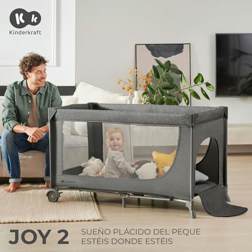 Kinderkraft Joy 2 Cuna de Viaje 3 en 1 para Bebé de hasta 25 kg, Plegado rápido y fácil, Entrada Lateral, Bolsa de Viaje, Beige - imagen 9