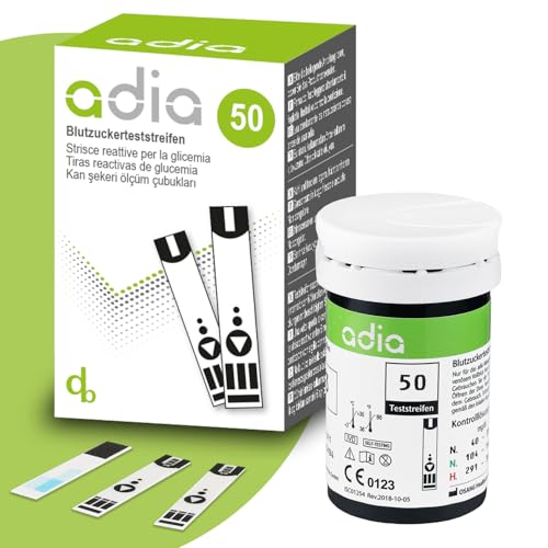 adia Blutzuckerteststreifen 50 Stück die günstige und einfache Blutzuckermessung zur Blutzucker-Kontrolle bei Diabetes