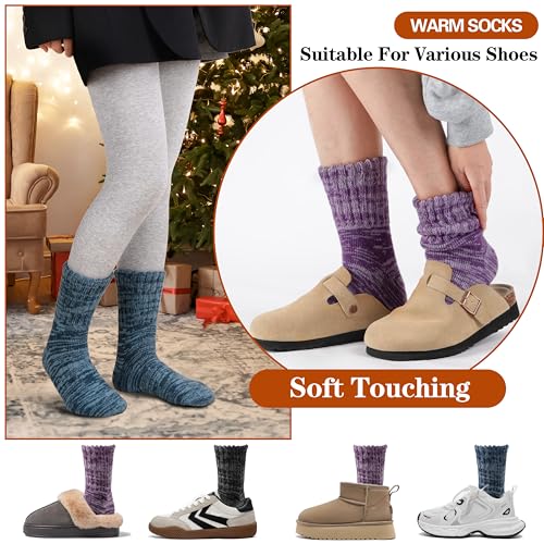 Sandsuced Merino Wool Boot Socks Thermal Warm Thick Winter Cozy Hiking Work Socks for Women Men 3 Pairs4