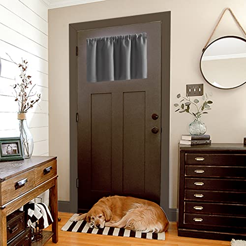 Xtmyi Slate Grey Valances For Sliding Glass Door/Kitchen 2 Pack Set Rod Pocket Waterproof Gray Valance For Windows Living Room Bathroom,60 Width By 14 Inch Length,Charcoal #TOP3