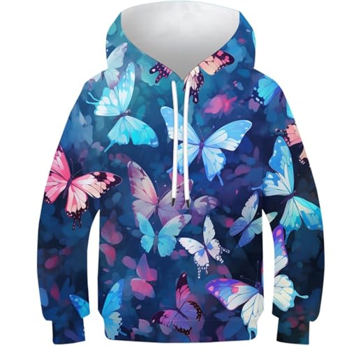 Sweat imprimé papillon 3D pour ado avec grande poche frontale ergonomique
