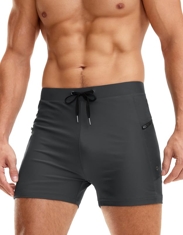 G GradualMen's Swimsuit Trunks with Zipper Pockets Quick Dry Swimwear Bathing Suit Swim Briefs Board Shorts for Men