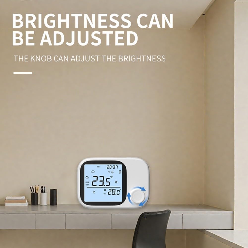 RF433 - Termostato per caldaia wireless per Tuya Smart WiFi, controllo della temperatura programmabile, regolatore di riscaldamento a lungo raggio in bianco e nero