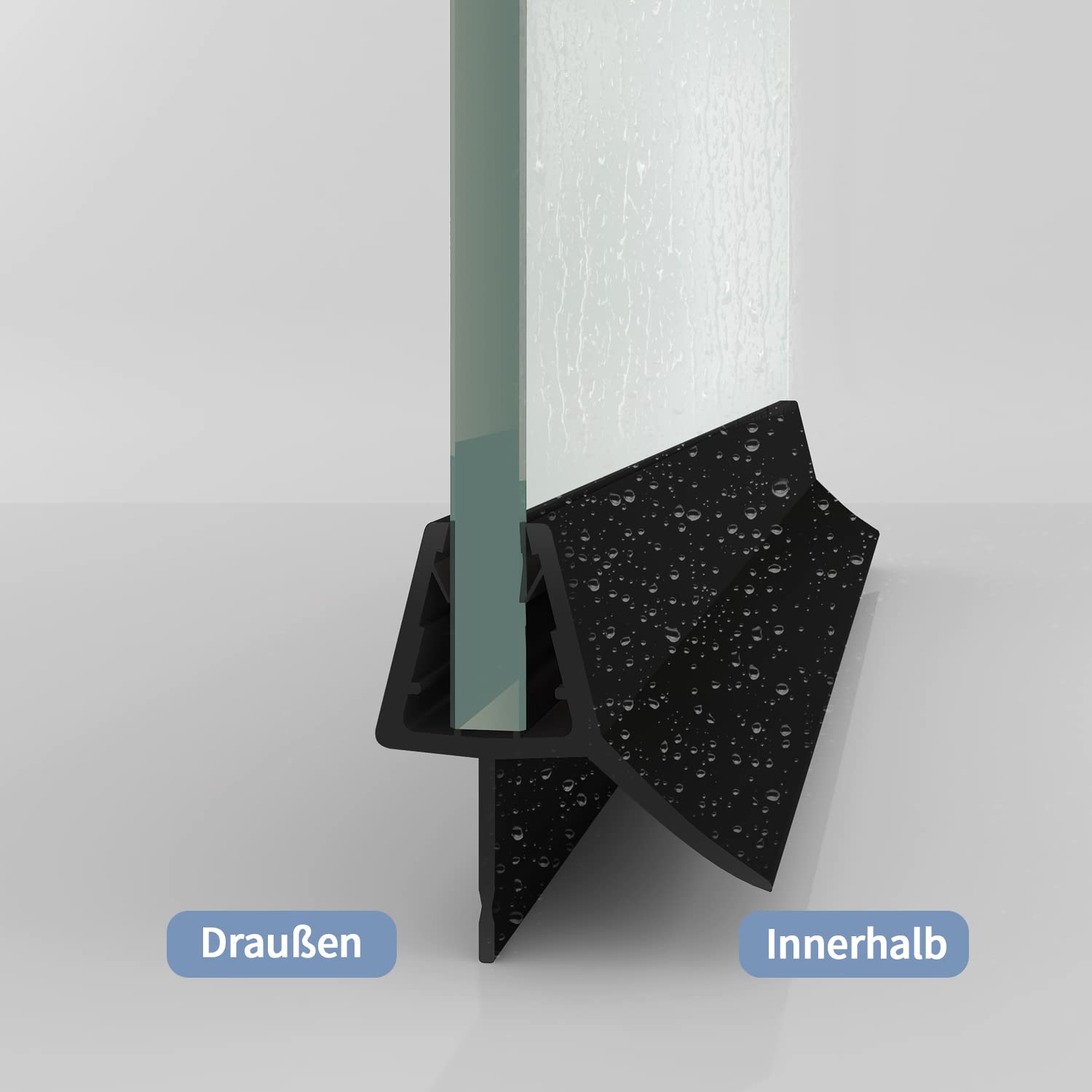 2 Stück Duschdichtung, Schwarz, 80 Cm – Spritzwassersicher Für Glastüren (7-8 Mm Glasstärke)