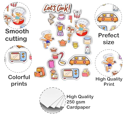 Image of 23+ Kitchen Theme Photo Booth Props | 250 GSM Cardstock Cards for Girls & Kids | Perfect for Baby Photoshoot & Birthday Parties Kitchen Props Set