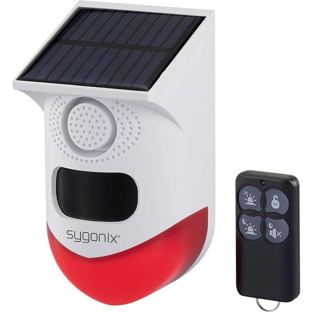 Sygonix Mini-Alarmanlage SY-65153 – Weiß mit LED, WLAN, Solar, 120 dB