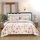 SDY 3PCS Silky Floral Comforter Set Twin,Colorful Floral Comforter Set for Boys Girls and Kids with 1Comforter+ 2Pillowcases
