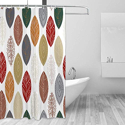 Rideau de douche feuilles colorées imperméable pour éliminer les projections d'eau - 5