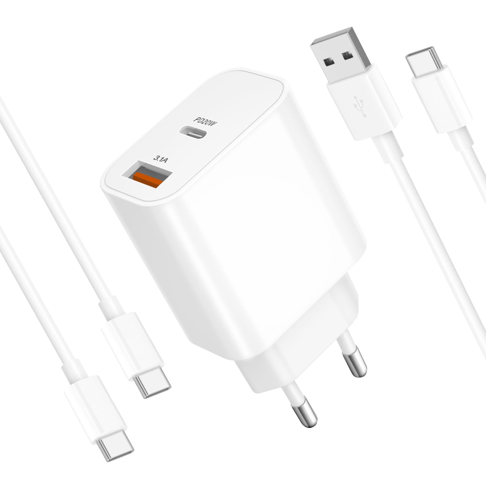 iPhone 16 Charger Charging Cable for iPhone 16 15/16 15 Pro/16 15 Pro Max/16 15 Plus, 20W USB C Adapter Fast Charger with 2 Pack 2M Charging Cable for iPad Pro/Air 2024/MacBook, Fast Charging Cable