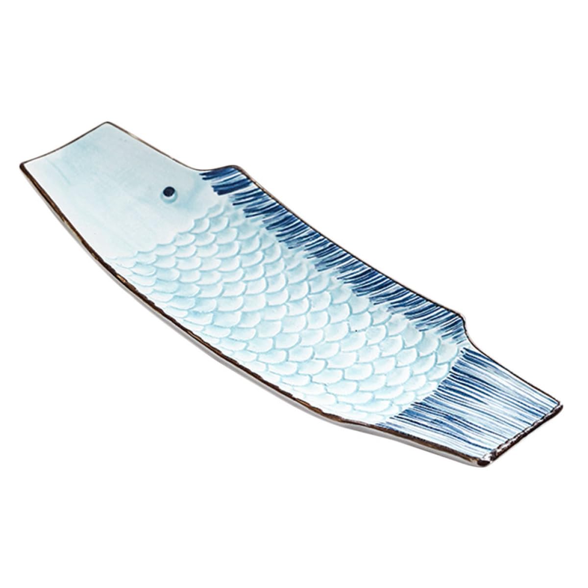 SUPVOX Plat de Sushi Facile à Nettoyer Ranger Design Japonerie Classique en Céramique Forme de Poisson pour Service de Sushis et Sashimi pour Familles et Décoration Intérieure