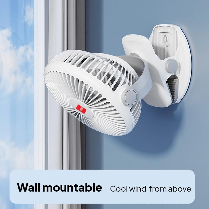 Image of CELLO Air-Vel Electric USB Type C Recharging Portable Fan 1800mah White | Upto 4 Hours Backup, BLDC Silent Motor, 3 Speed Setting, Replaceable Battery | Mini Table Fan For Office Desk, Home & Kitchen