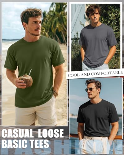 Image of Neer 3 Pack Big and Tall T-Shirts for Men L-7xl Tops | Large Casual Stretch Workout Tees, Short Sleeve Crewneck Oversized Shirts, Classic Summer Outfits, Comfy Basic Loose Clothes