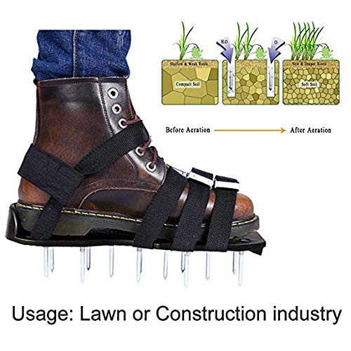 vxcbndtjd Lawn Aerator Shoes Spike Aerator Shoes with Metal Buckles and 4 Straps,Spiked Sandals for Aerating Your Lawn or Yard
