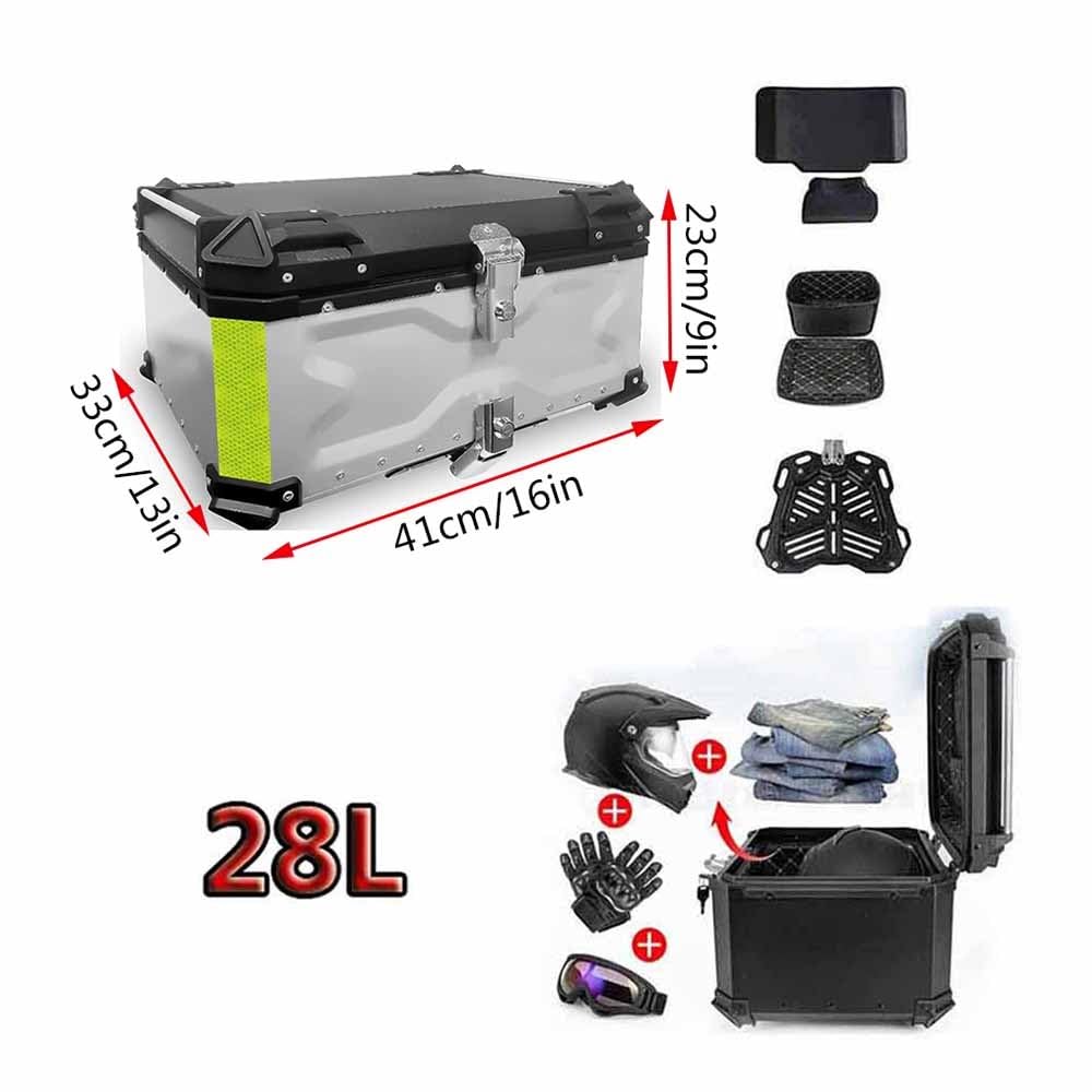 Baúl Superior de Aluminio para Motocicleta, 36 L, 45 L, 55 L, Caja Trasera para Motocicleta, Almacenamiento para Maletero con Cerradura de Seguridad, Caja Superior Impermeable para motocicle