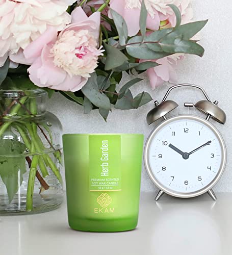 Image of EKAM Herb Garden Votive Soy Wax Scented Candle, 40 Grams, 10 Hours Burn Time| Long Lasting Premium Candles | Ideal for Home Decor | Gifting & Aromatherapy (Pack of 9)