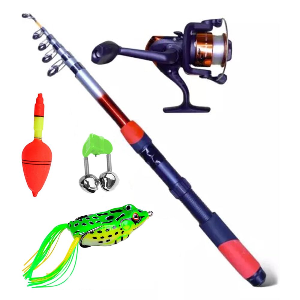 Fishing Rod,Reel, Float,Bell, Frog Combo Kit Sports, Fitness & Outdoors