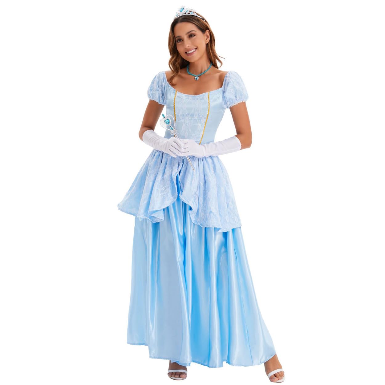 Kostiumy na Halloween dla dorosłych Bajkowa księżniczka Kopciuszek Sukienka na bal Cosplay Akcesoria