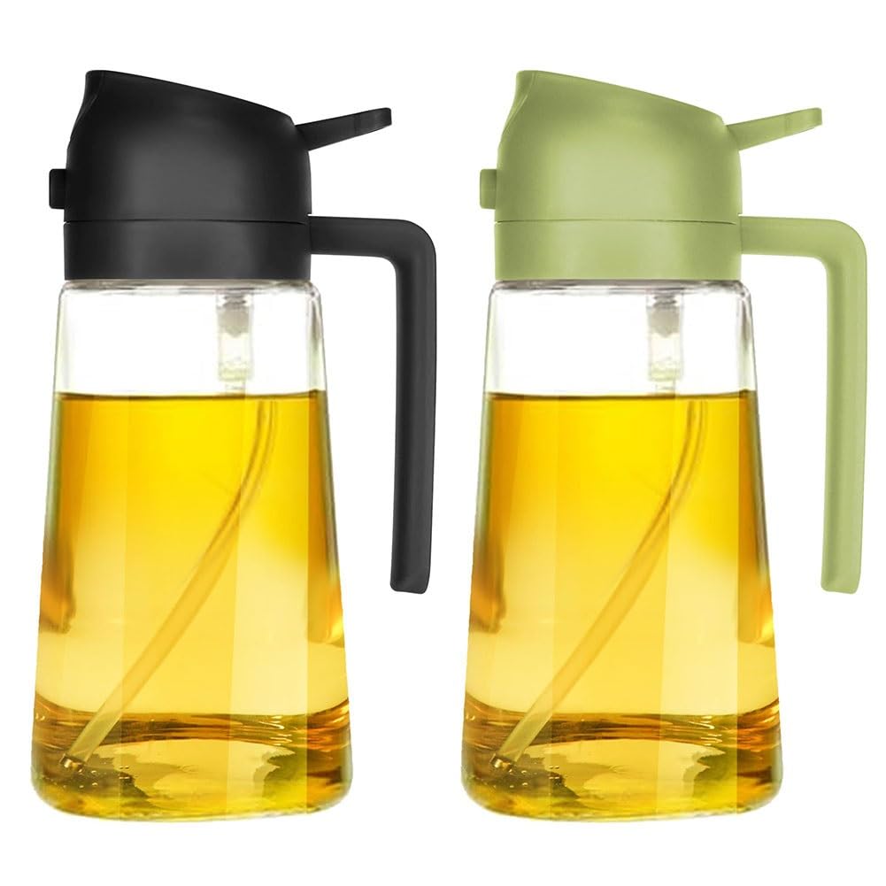 Oil Dispenser for Kitchen Spray, Oil Dispenser Bottle Spray and Pour, 2 in 1 Olive Oil Dispenser Bottle for Kitchen, 16oz/470ml Glass Oil Bottle for Air Fryer, Salad, Frying, BBQ (Color : 2*m)