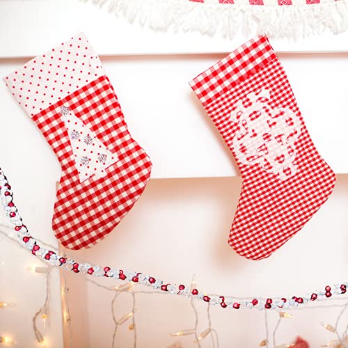 Needzo Red And White Jingle Bell Cluster Garland Hanging Decoration, Ring In The Holiday Winter Season, Santa's Sleigh Bells With Speckles Christmas Decor, 5 Feet Long #TOP4