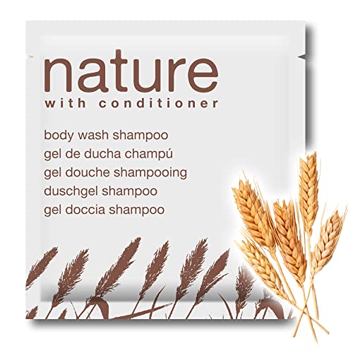 GPQ - Gel/Champú 2en1 NATURE | 400 Und. x 8 Gr. | 93% Natural Origin | Amenities Hotel | Con Acondicionador, Sin Parabenos | Para Hotel, Casa Rural, Apartamento, B&B… | Made in Spain