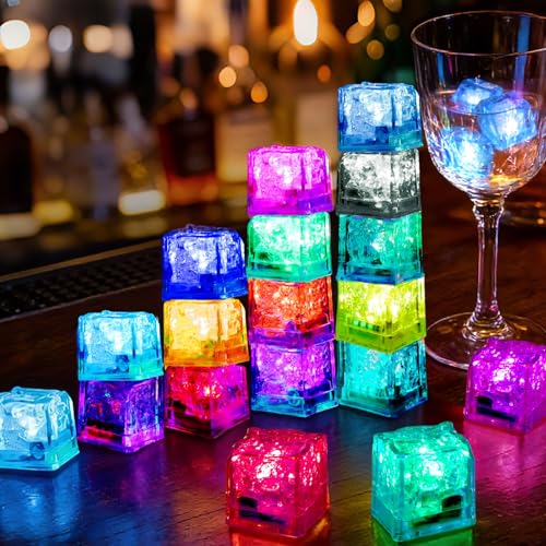 Cubos de hielo luminosos multicolor con luces cambiantes, 12 unidades miniatura 1