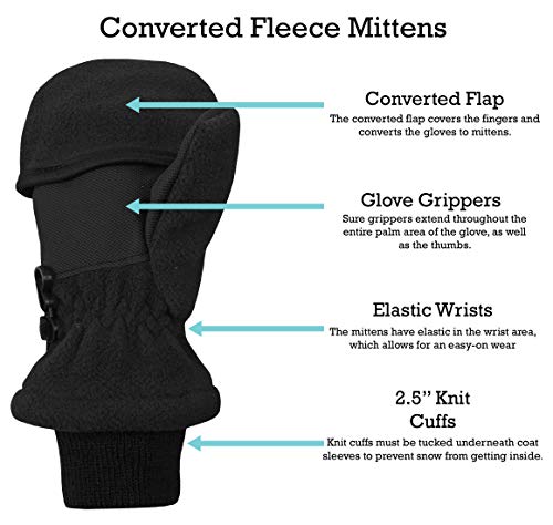 Image of N'Ice Caps Kids Fingerless Glove Mitten Converter Warm Thinsulate Lined