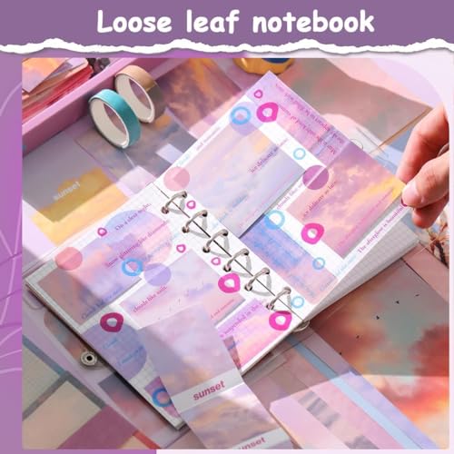 Image of Paper Vintage Aesthetic Scrapbook Kit(346Pcs) Scrapbooking Supplies Kit with Bullet Junk Journal,Stationery,A6 Grid Notebook Journaling Gift for Girl (Sunset Glow Dark Pink Scrapbook)