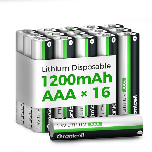Granicell 16-Pack 1350mAh Lithium AAA Batteries | 1.5V for Blink Cameras, Smart Locks, Alarms & Tech...