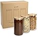 Navaris 3X Bote de Cristal con Tapa de bambú - Set de...