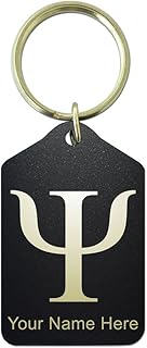 Keychain, Psi Symbol, Personalized Engraving Included (Black Metal)