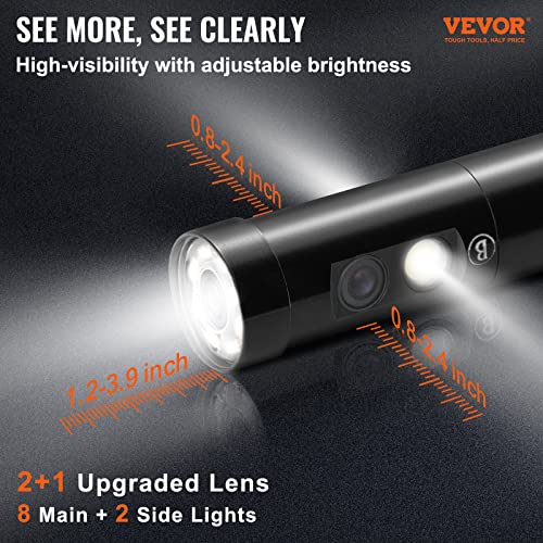 Image of VEVOR Triple Lens Endoscope Camera, 4.5 inch IPS Screen Borescope Inspection Camera with 1080P Lens, 10 Adjustable Light, 2860 mAh Battery, Waterproof & Oilproof Endoscope for Auto, Wall, Drain Inspection
