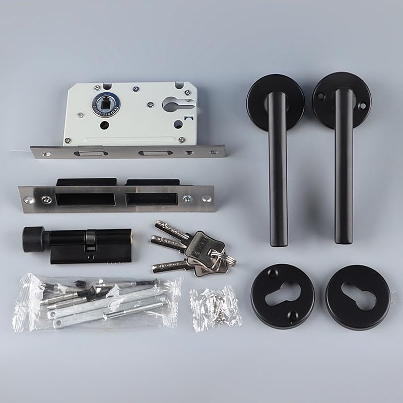 Door Knob 2pcs Entry Door Handle with Lock and Key Secure Keyed Lever Exterior for Front Entrance and Bedrooms Doors Levers(Magnetic Lock)