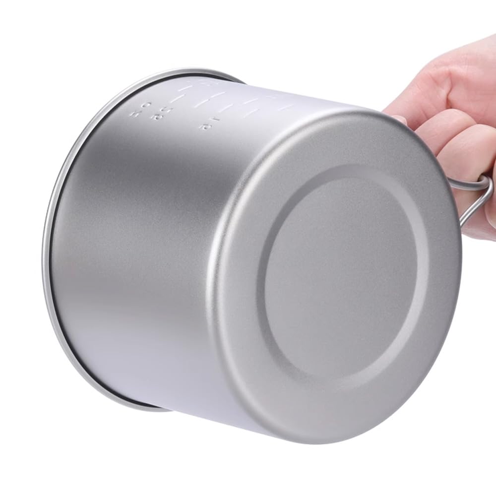 Kavolet Pot en titane de 1100 ml - Tasse de camping - Avec couvercle et poignées pliables - Ensemble de vaisselle de camping pour le camping et la randonnée