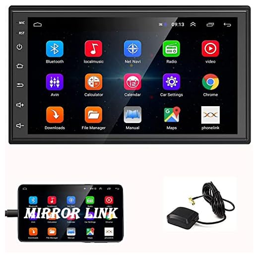 Android Double Din Car Radio with Bluetooth GPS Navigation WiFi 7" LCD Touch Screen Head Unit Support iOS Android Phones Mirror Link/Dual USB/FM/Backup Camera Input(Black)