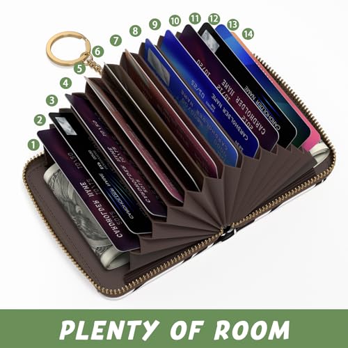 Image of Aiawoxc Credit Card Holder, Small RFID Wallet Slim Leather Card Organizer Case with Zipper and Keychain, Stylish Zebra Print