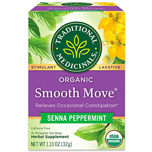 Traditional Medicinals Organic Smooth Move Senna Peppermint Herbal Tea, Relieves Occasional Constipation, (Pack of 1) - 16 Tea Bags