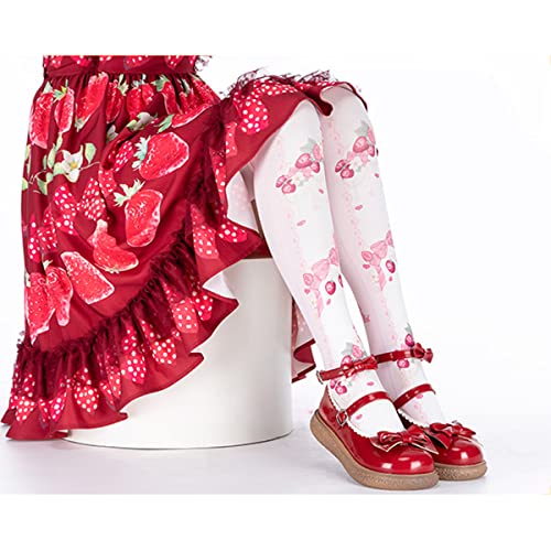 Kawaii Teens Lolita Strawberry Printed Long Stockings Women Sweet Fashion Over The Knee School Uniform Warm Cute Socks4