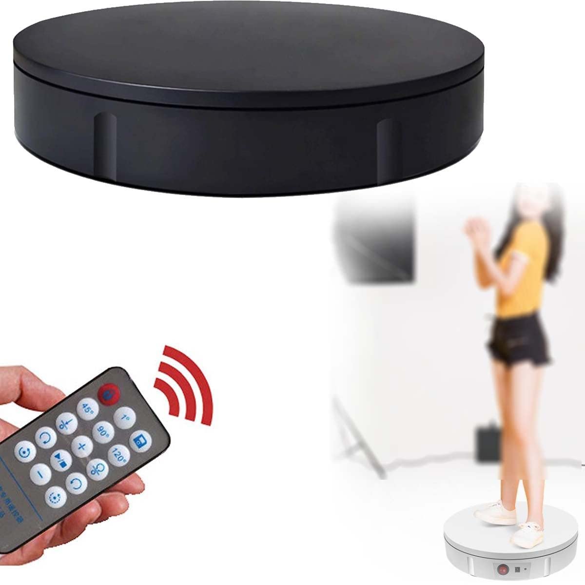 Plateau Tournant Electrique avec Telecommande, Présentoir Rotatif électrique, Plateau Tournant Automatique, 3 Vitesses et Angle Réglables, pour Présentation de Bijoux, Montres(Noir Plateau Tournant Electrique avec Telecommande, Présentoir Rotatif électrique, Plateau Tournant Automatique, 3 Vitesses et Angle Réglables, pour Présentation de Bijoux, Montres(Noir
