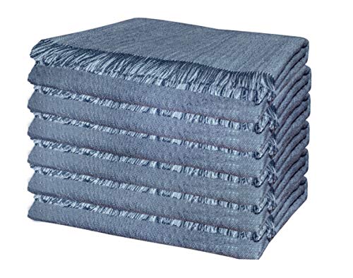 Native Fab Cloth Napkins 17X17 Inches, Double Cloth Farmhouse 100% Cotton Dinner Napkins, Set Of 6, Machine Washable Cloth Napkins, Soft Breathable Absorbent, For Dining, Kitchen, Cocktail, Blue #TOP2