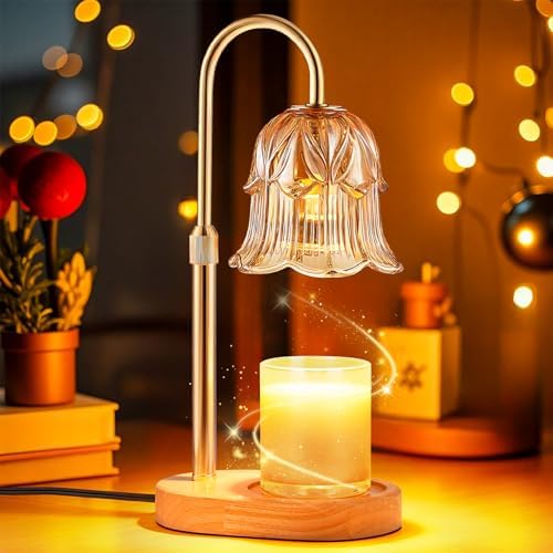 Candle Warmer Lamp with Timer, Dimmable, Adjustable Height, Gold