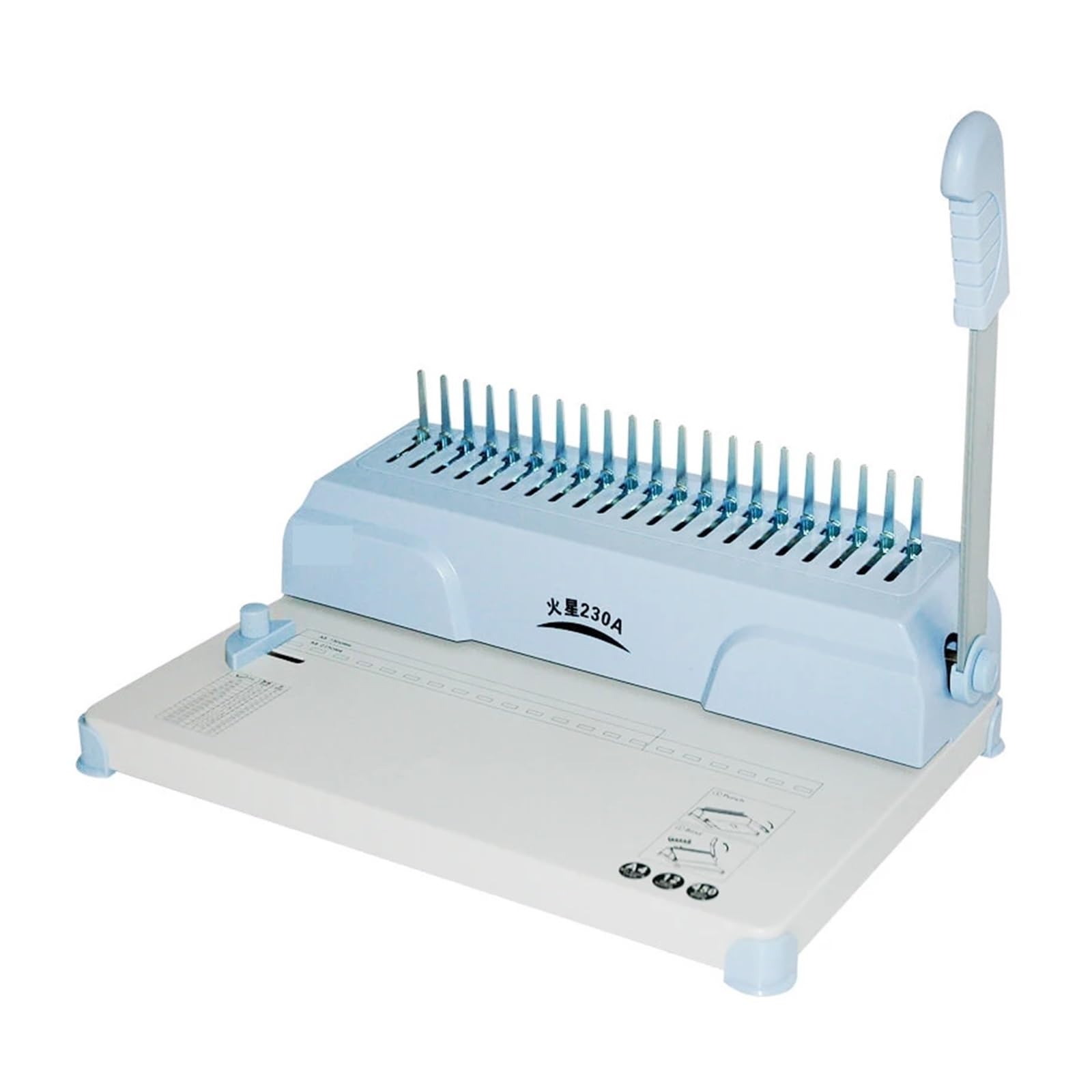 Rilegatrice, Macchina rilegatrice a pettine 230A Macchina perforatrice Macchina rilegatrice con clip ad anello in gomma Macchina rilegatrice for buoni finanziari per scuola e ufficio